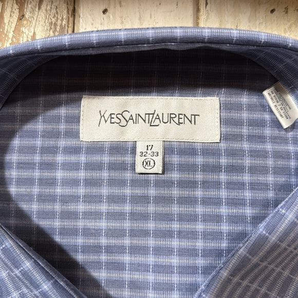 Yves Saint Laurent Blue Checkered Men's Shirt - Picture 4 of 5